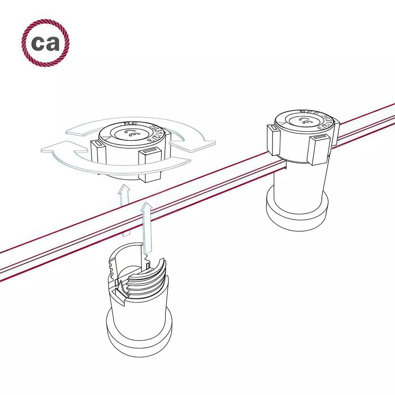 UV-bestendige elektrische kabel voor String Lights, bedekt met Rayon stof Wit CM01