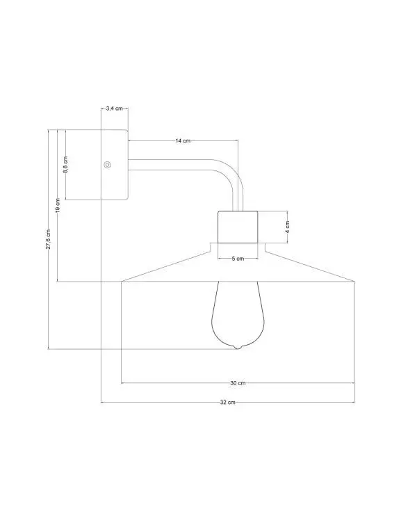 Houten wandlamp met Swing lampenkap en gebogen verlengstuk - Fermaluce Wood