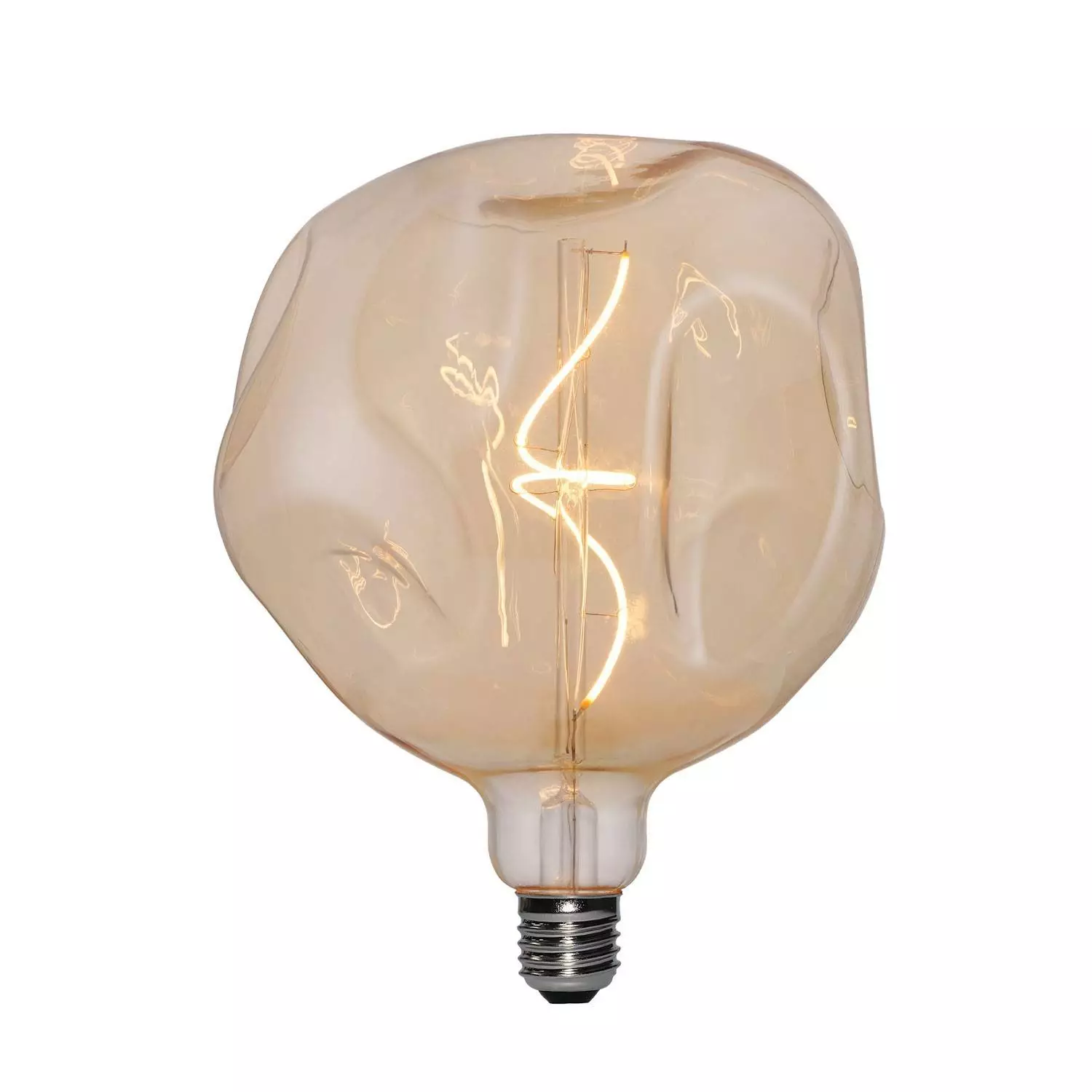 LED goudkleurige lichtbron gedeukt Globe G180 spiraal filament 5W E27 dimbaar 1800K