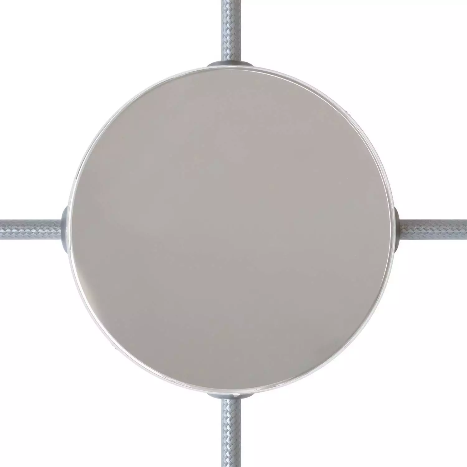 Strak design 120 mm. cilindrische metalen plafondkap met 4 zijgaten (verdeeldoos)