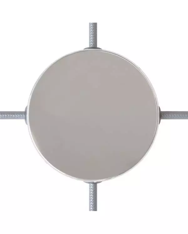 Strak design 120 mm. cilindrische metalen plafondkap met 4 zijgaten (verdeeldoos)