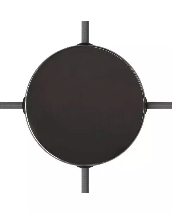 Strak design 120 mm. cilindrische metalen plafondkap met 4 zijgaten (verdeeldoos)