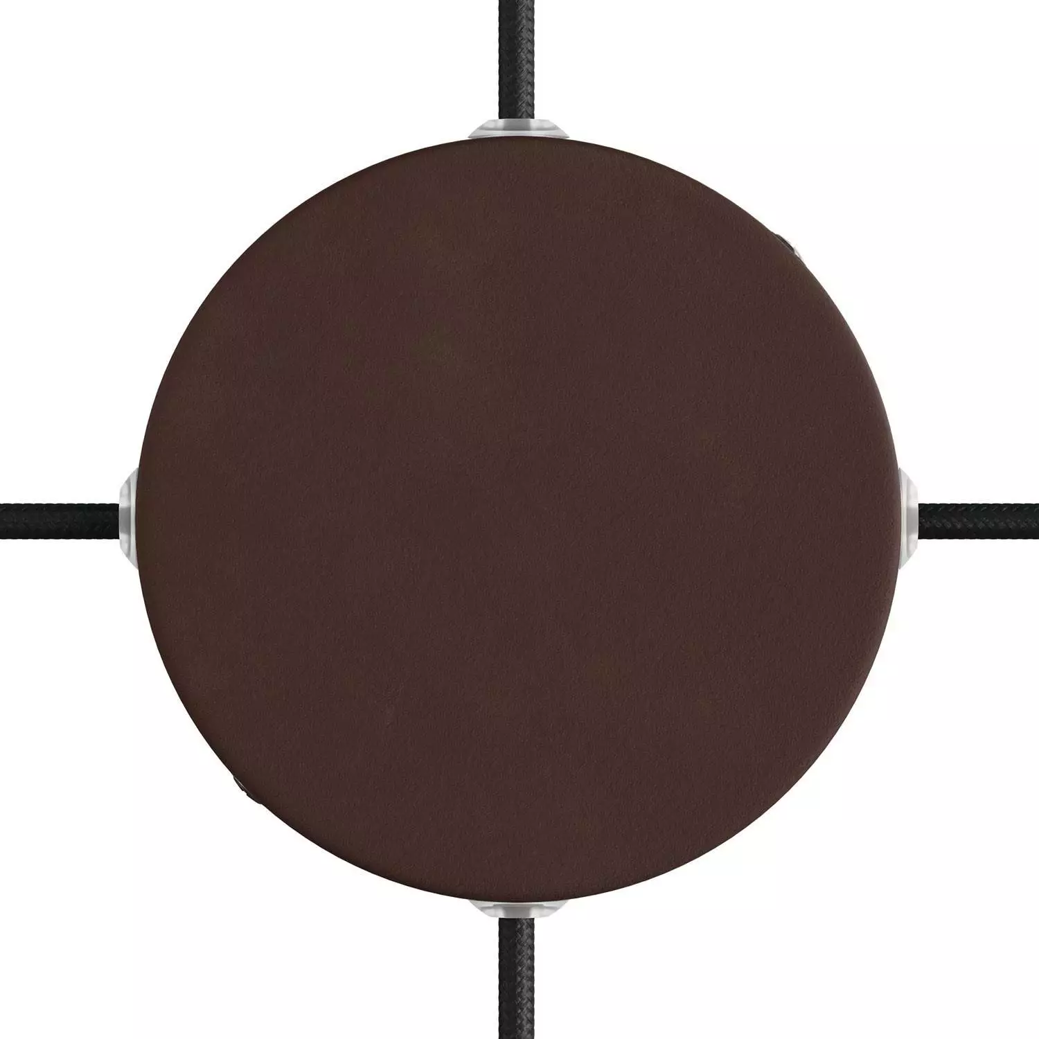 Strak design 120 mm. cilindrische metalen plafondkap met 4 zijgaten (verdeeldoos)