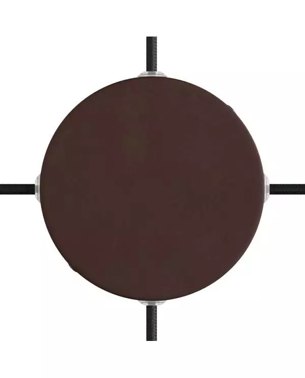 Strak design 120 mm. cilindrische metalen plafondkap met 4 zijgaten (verdeeldoos)