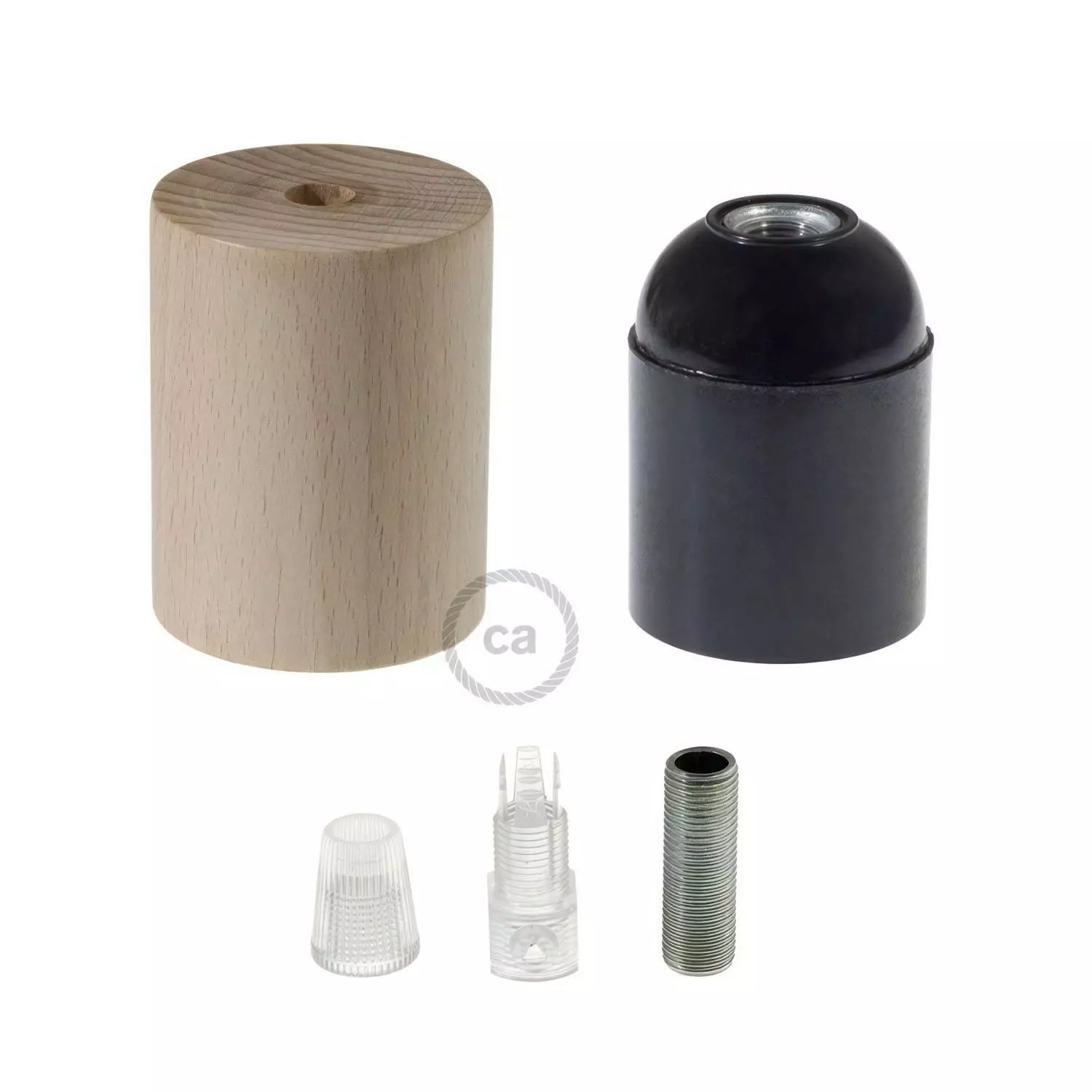 Houten E27 fittinghouder kit