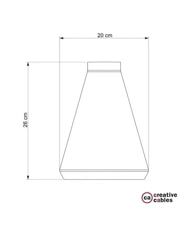 Trechtervormige betonnen lampenkap met kabelklem en E27 fitting