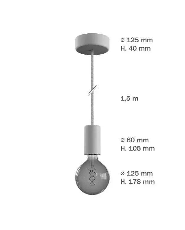 EIVA ELEGANT buiten hanglamp met textielkabel, siliconen plafondkap en E27 fitting IP65 waterproof