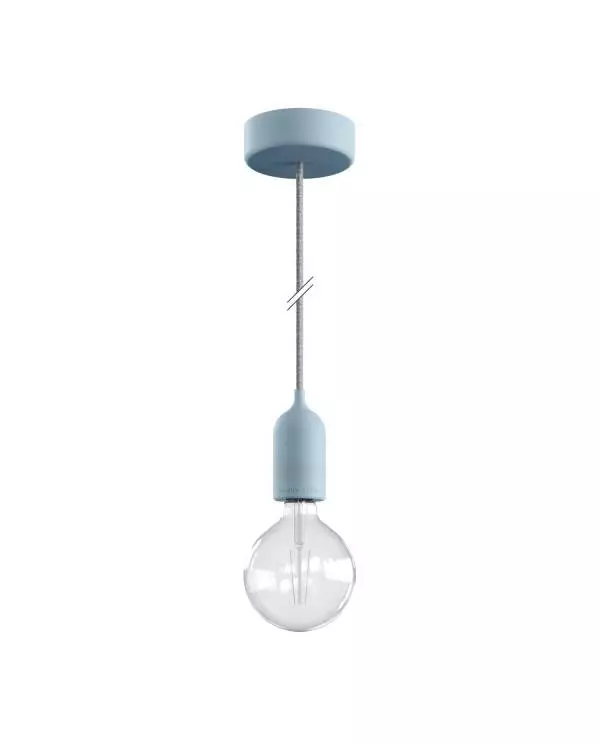 EIVA PASTEL buiten hanglamp met textiel buitenkabel, kleurrijke siliconen plafondkap en E27 fitting IP65 waterproof