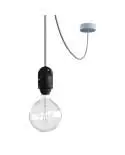 EIVA Buiten hanglamp voor lampenkap met 5m textiel kabel, decenter, roos en waterdichte fitting IP65