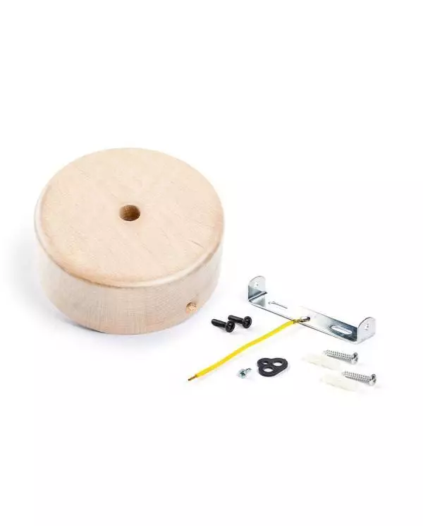 Mini cylindrical 1-central-hole wooden ceiling rose kit