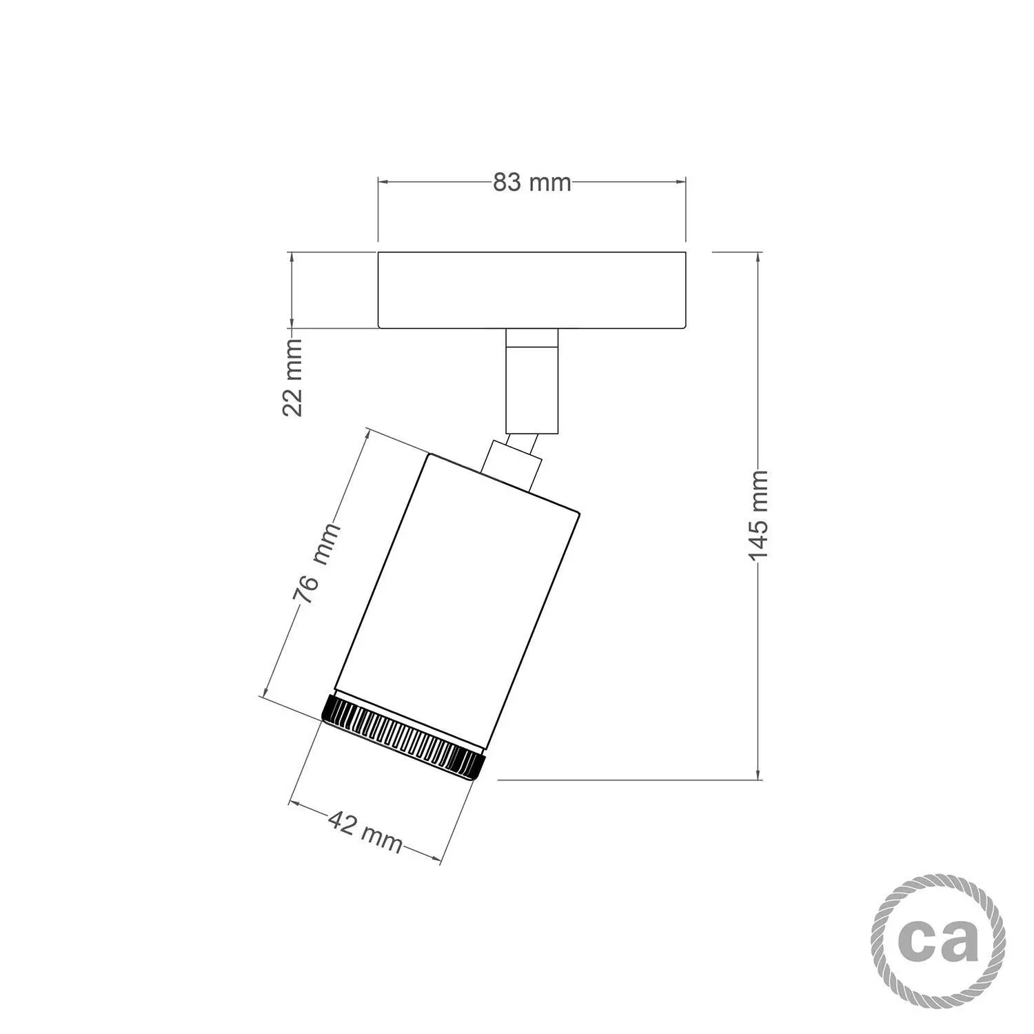 Verlichtingsfitting Mini lamp GU1d0, verstelbare wand- of plafondlamp