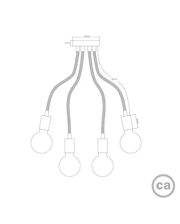 Creative Flex 90 cm plafondlamp met LED G95 gloeilamp