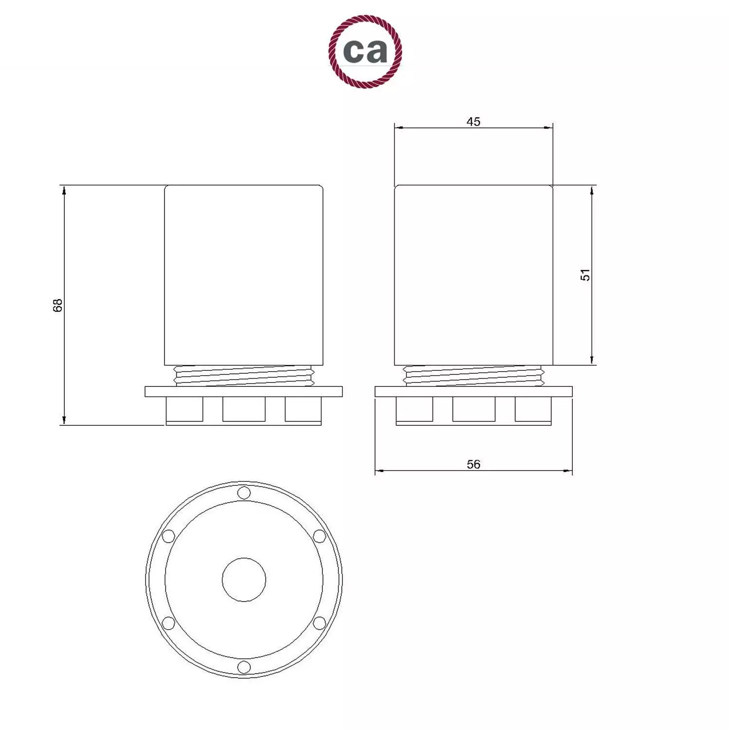 Kit half schroefdraadfitting E27 van metaal met verborgen kabelklem