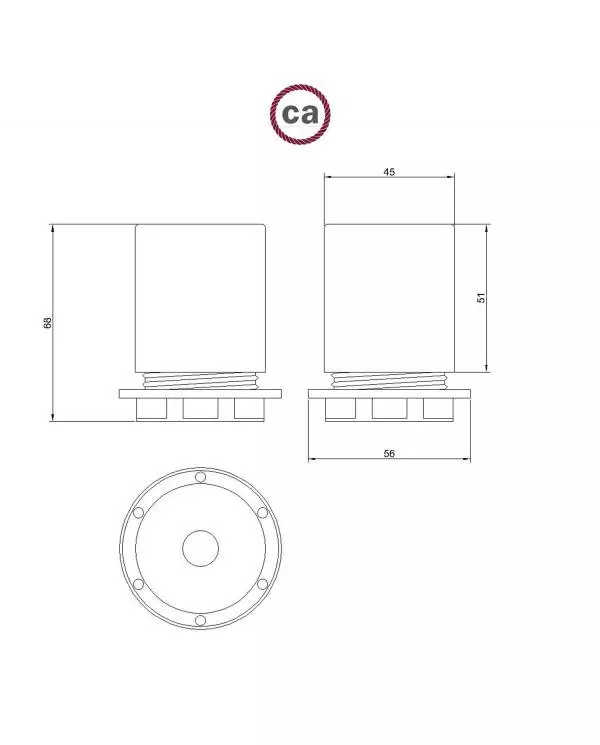 Kit half schroefdraadfitting E27 van metaal met verborgen kabelklem