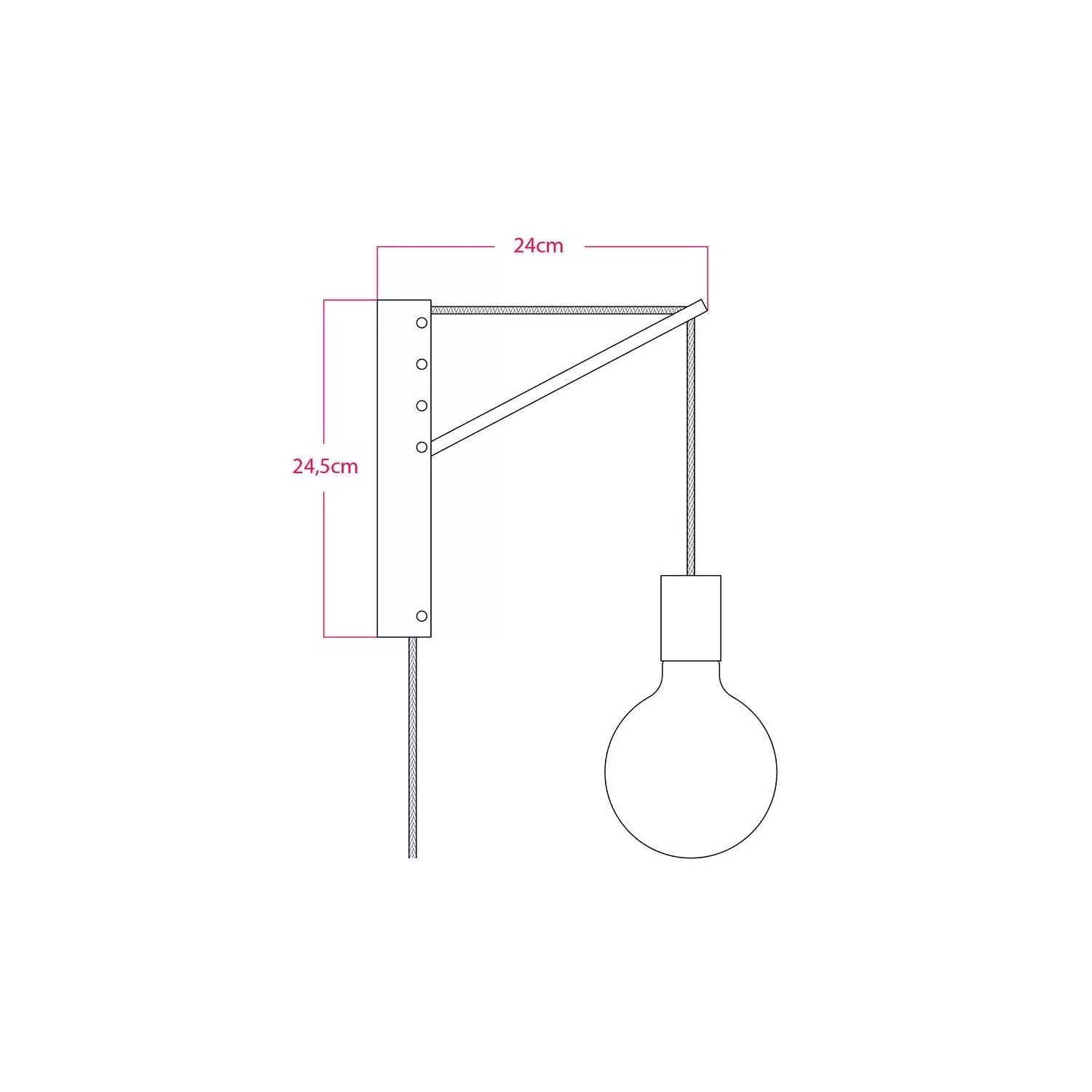 Metalen muurlamp met stekker