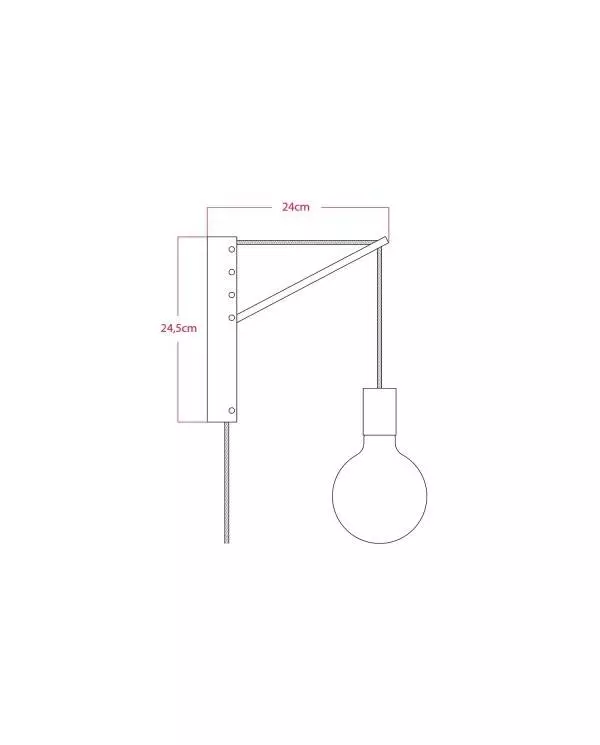 Metalen muurlamp met stekker