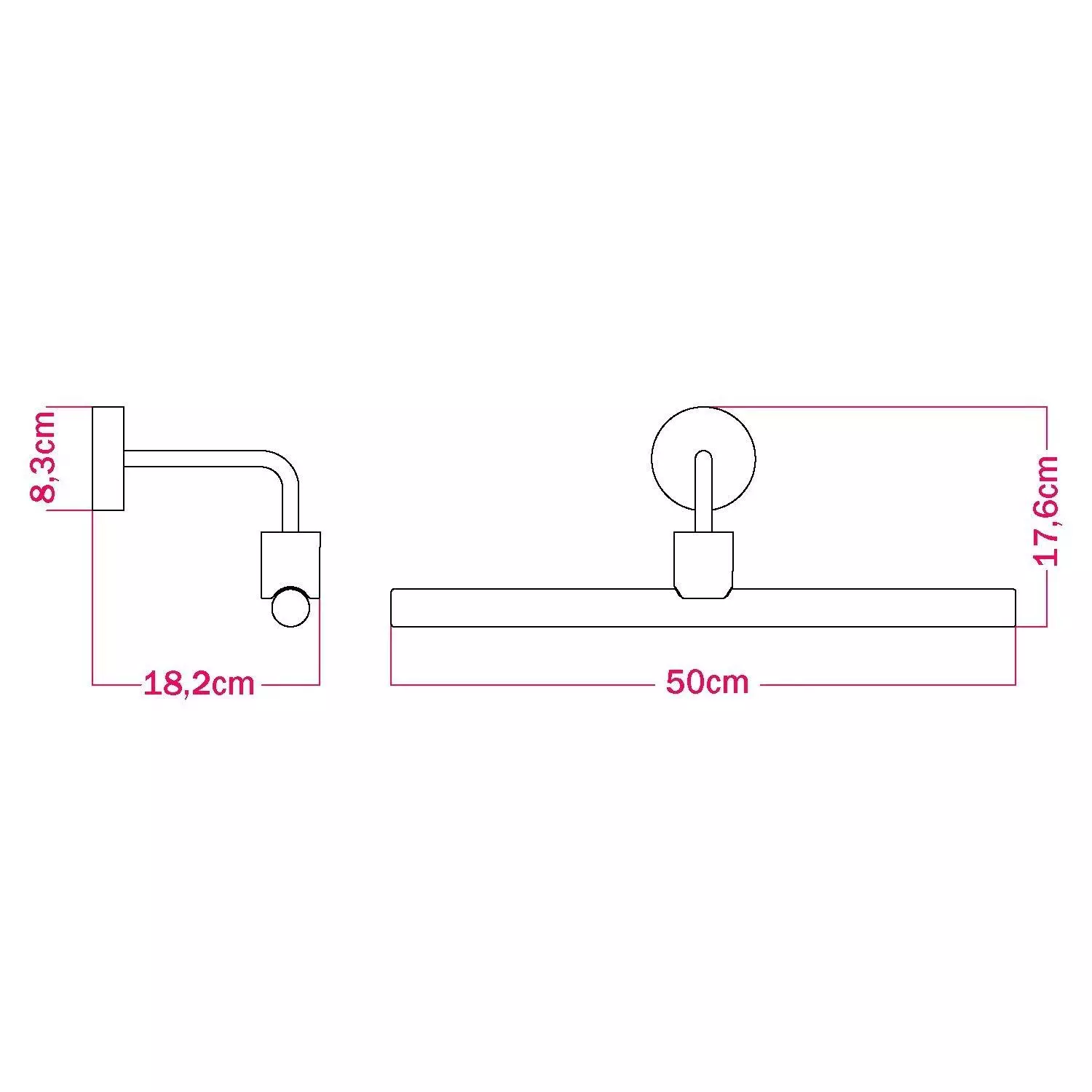 Fermaluce Esse14, metalen muurlamp met gebogen verlenging