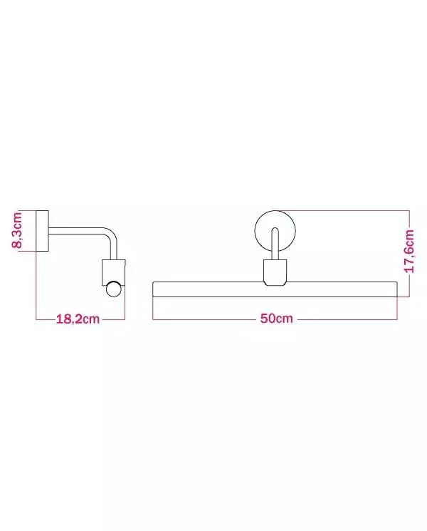 Fermaluce Esse14, metalen muurlamp met gebogen verlenging