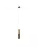 Hanglamp compleet met textielkabel en dubbele Tub-E14 houten en metalen afwerking - Made in Italy