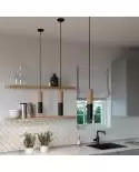 Hanglamp compleet met textielkabel en dubbele Tub-E14 houten en metalen afwerking - Made in Italy