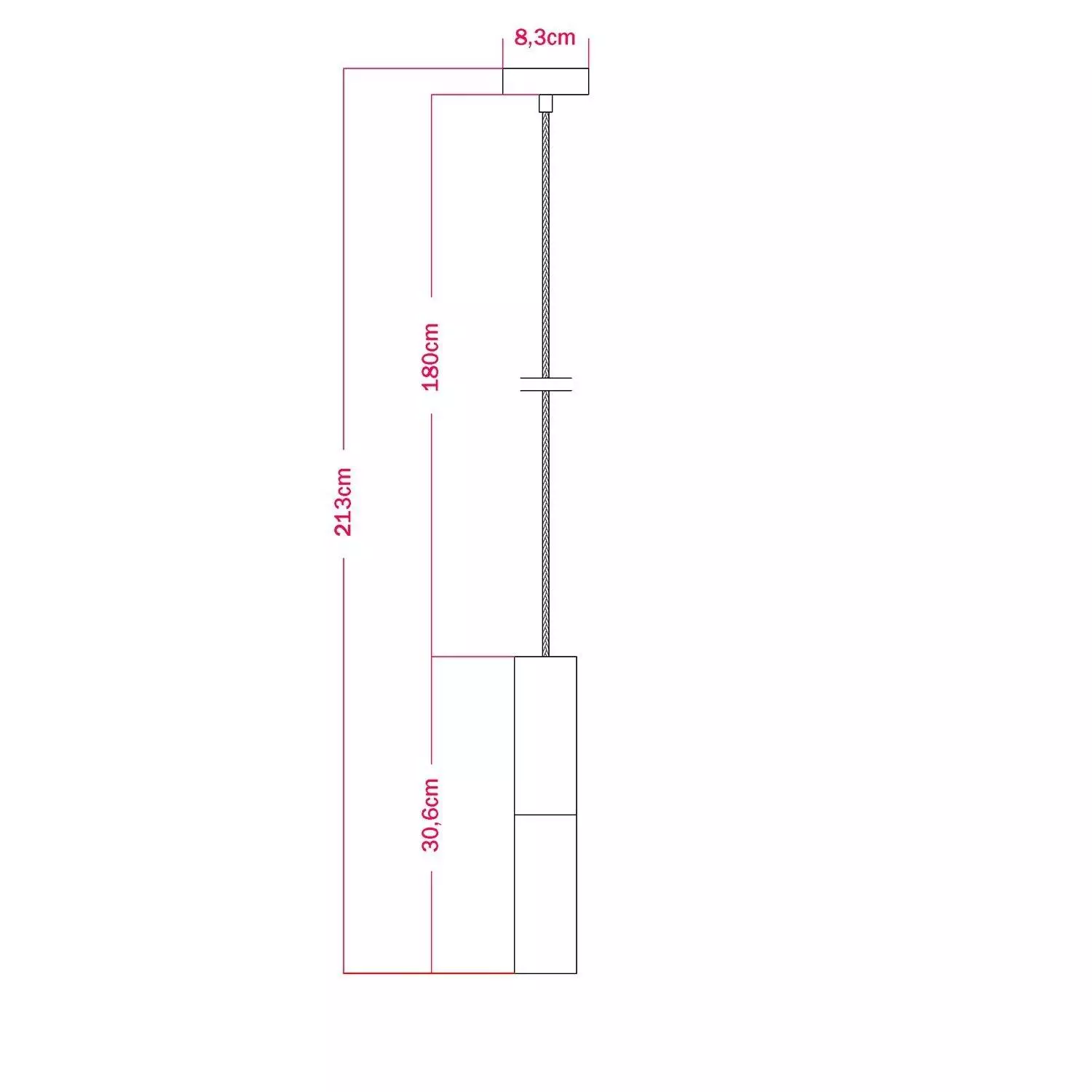 Hanglamp compleet met textielkabel en dubbele Tub-E14 houten en metalen afwerking - Made in Italy