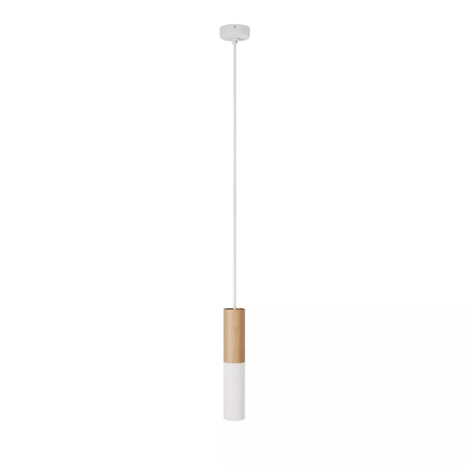 Hanglamp compleet met textielkabel en dubbele Tub-E14 houten en metalen afwerking - Made in Italy