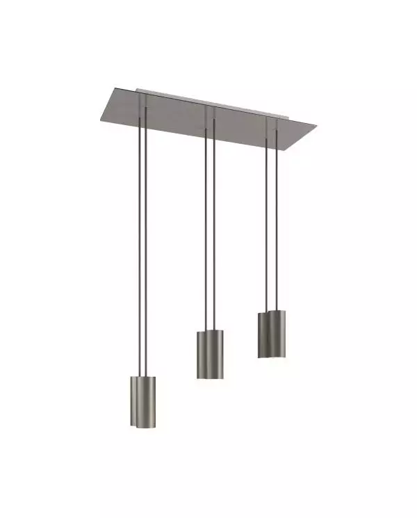 6 lichts-hanglamp voorzien van XXL rechthoekige Rose-One 675 mm compleet met strijkijzersnoer en Tub E14 metalen lampenkap