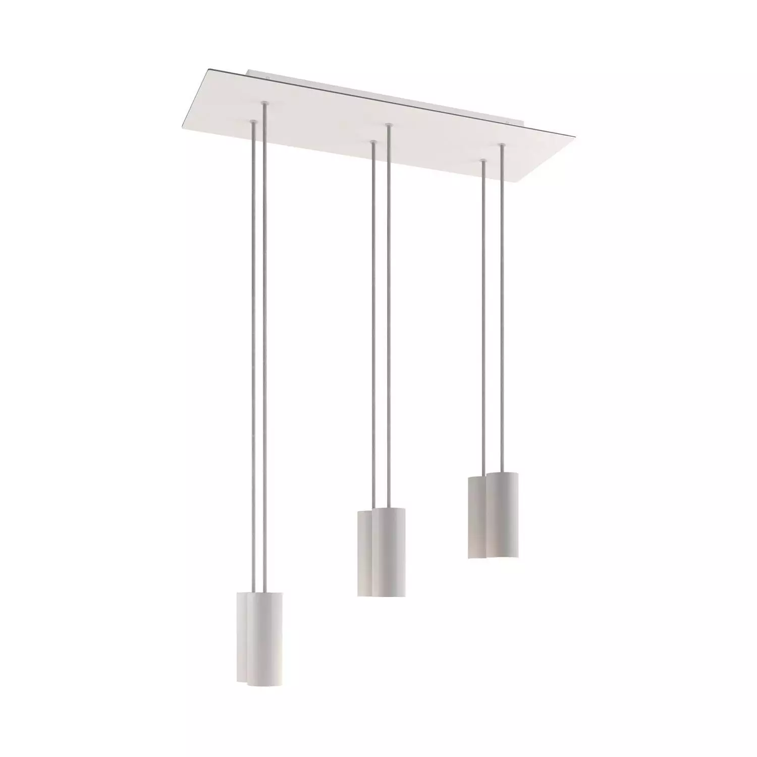 6 lichts-hanglamp voorzien van XXL rechthoekige Rose-One 675 mm compleet met strijkijzersnoer en Tub E14 metalen lampenkap