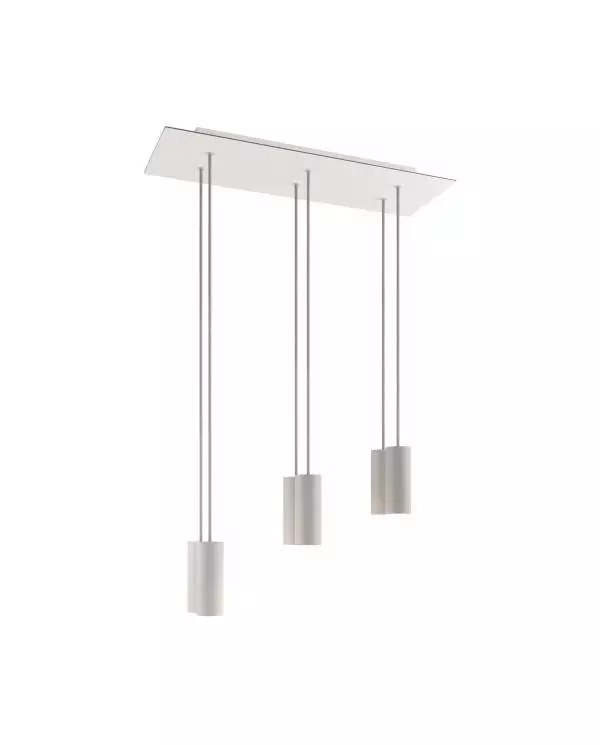 6 lichts-hanglamp voorzien van XXL rechthoekige Rose-One 675 mm compleet met strijkijzersnoer en Tub E14 metalen lampenkap