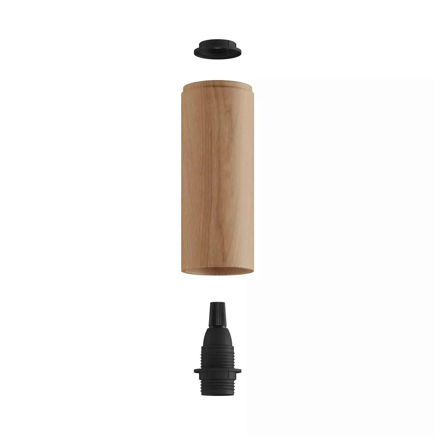 Fermaluce Flex 30 Lamp met mini houten plafondkap en spot met Tub-E14 lampenkap