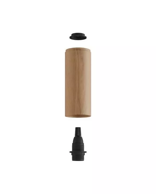 Fermaluce Flex 30 Lamp met mini houten plafondkap en spot met Tub-E14 lampenkap