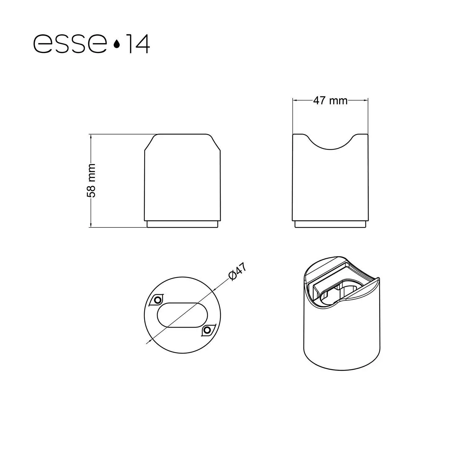 Esse14 wand- of plafondlamp voor LED S14d lamp- Waterdicht IP44