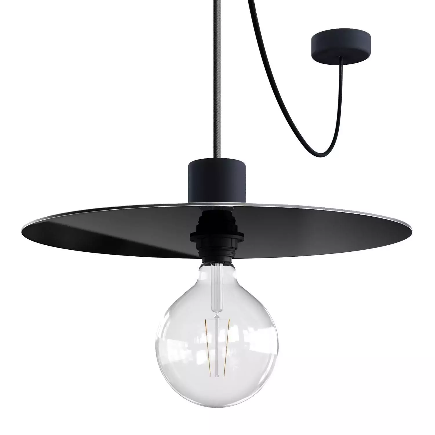 EIVA ELEGANT Hanglamp met 5 m textielkabel, Ellepì lampenkap, plafondkap en fitting in IP65 waterdicht siliconen