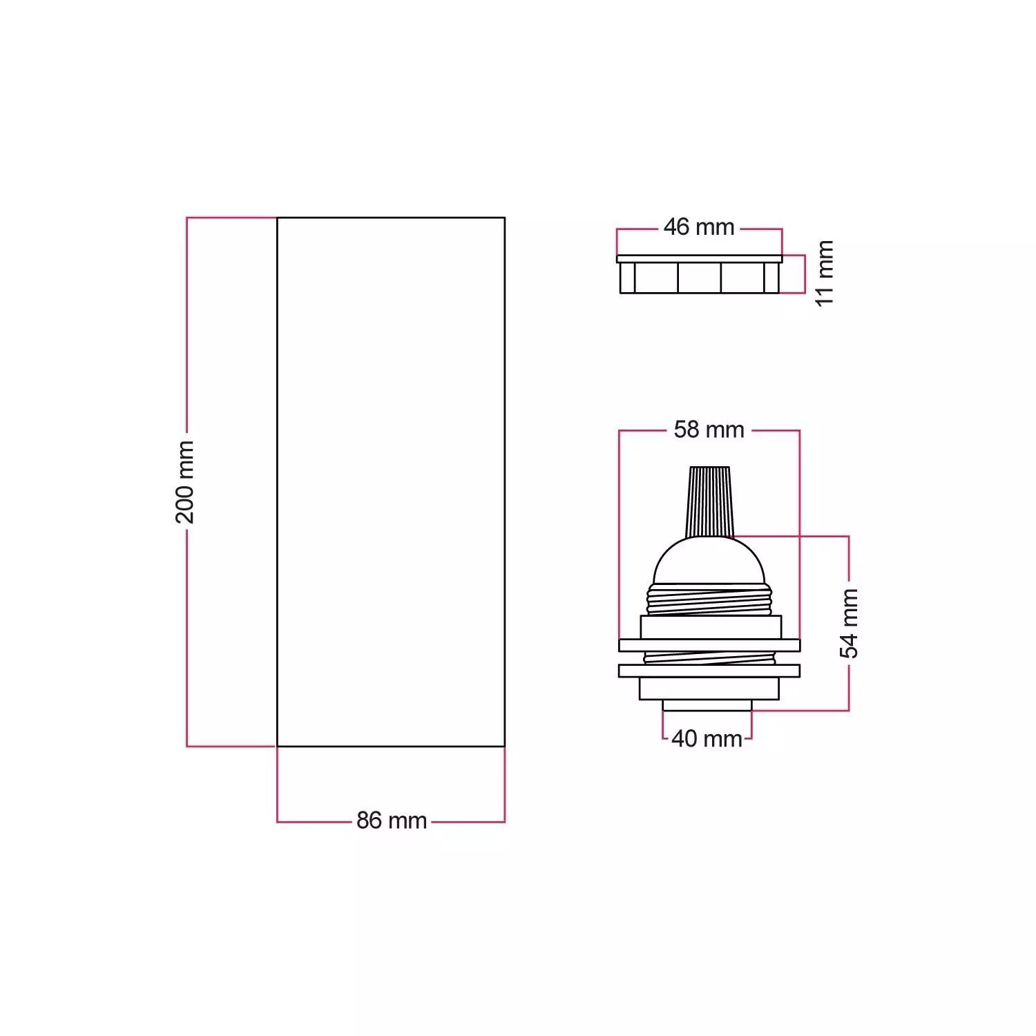 Tub-E27, houten lampenkap voor spotlamp met dubbele ring E27 fitting