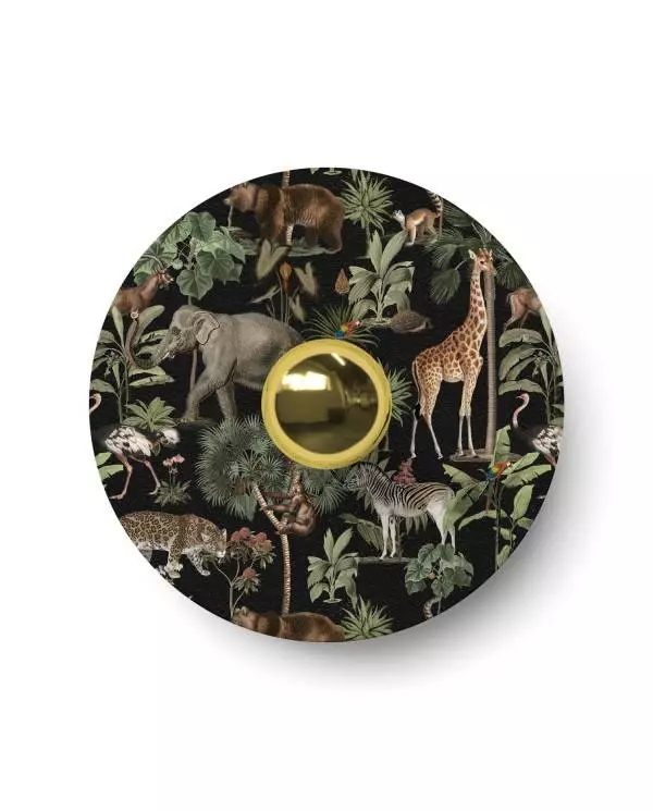 Ellepì mini platte lampenkap met jungle dieren 'Wildlife Whispers', 24 cm diameter - Made in Italy