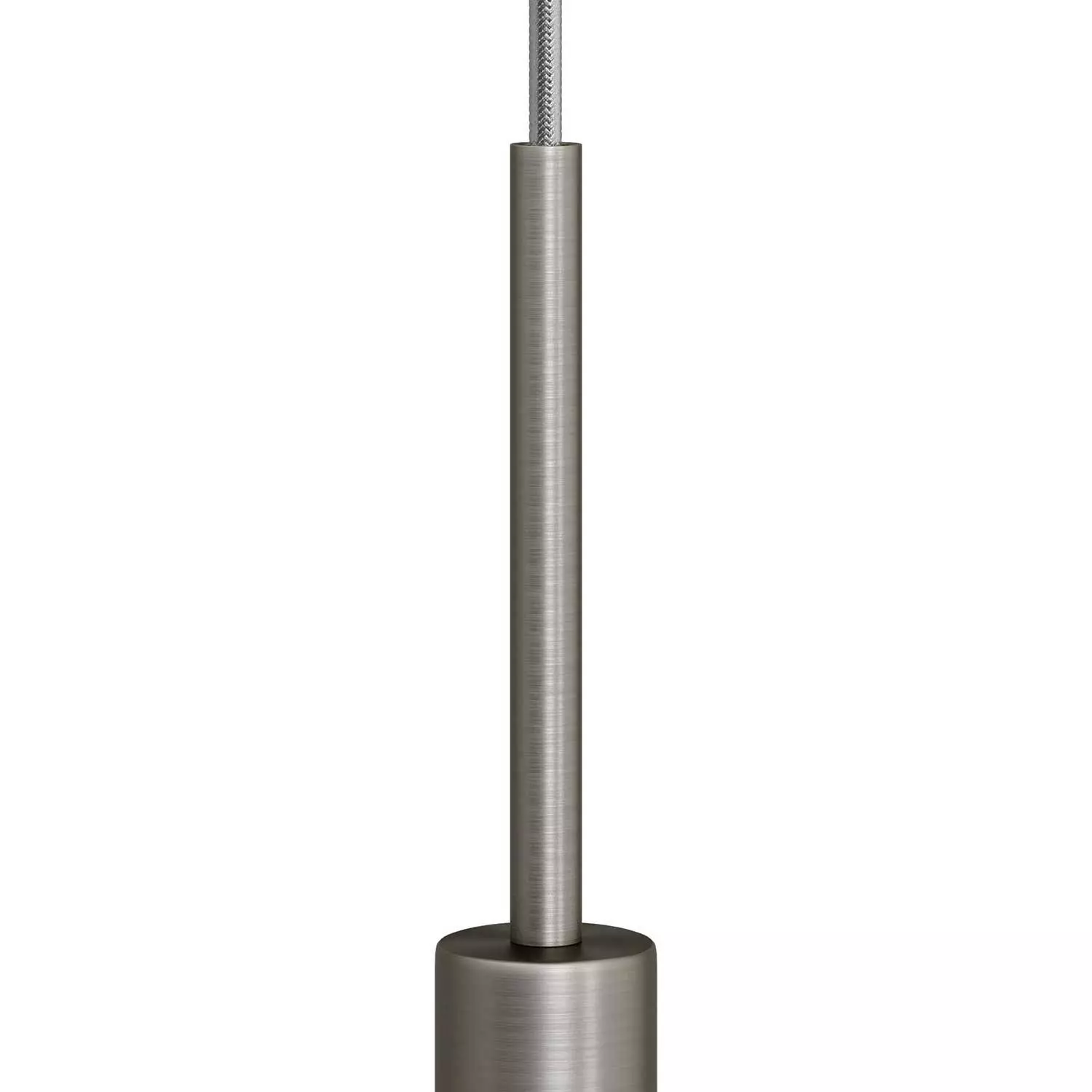 Cilindrische metalen kabelklem van 15 cm, compleet met pendelbuis, moer en ring