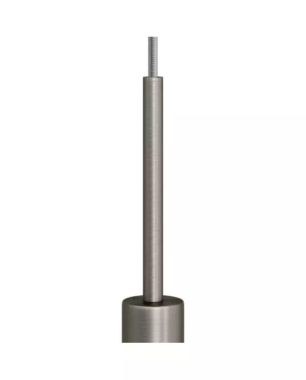 Cilindrische metalen kabelklem van 15 cm, compleet met pendelbuis, moer en ring