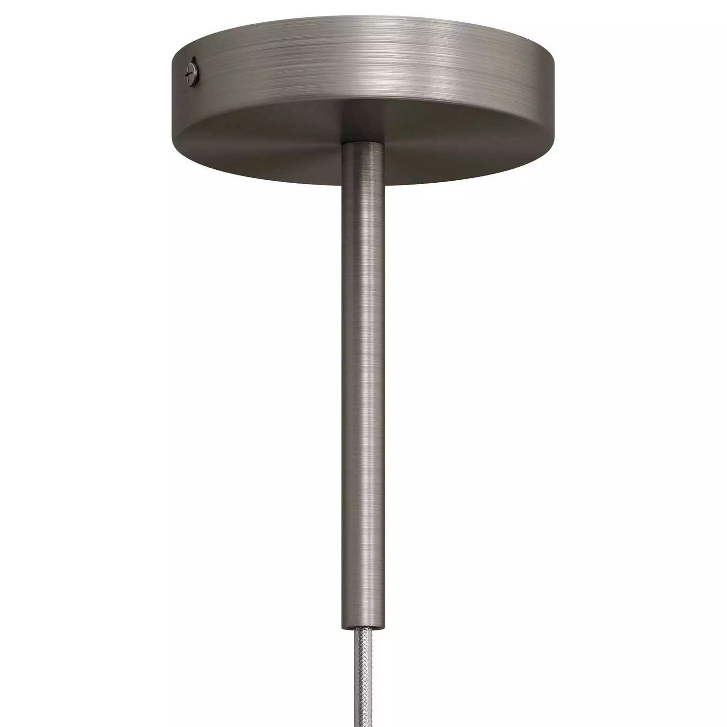 Cilindrische metalen kabelklem van 15 cm, compleet met pendelbuis, moer en ring