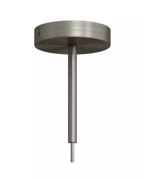 Cilindrische metalen kabelklem van 15 cm, compleet met pendelbuis, moer en ring