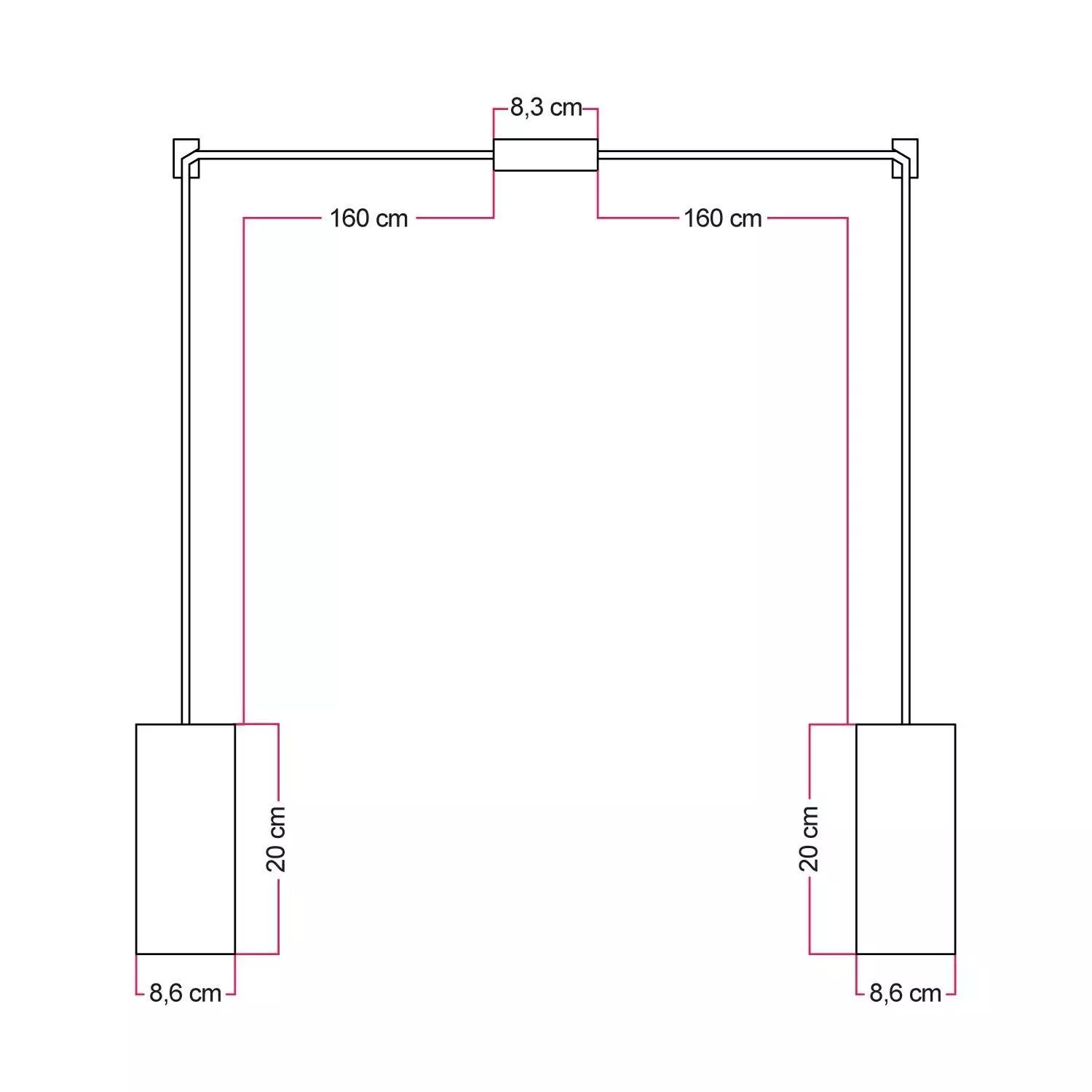 2-val lamp met houten lampenkap voor Tub-E27 spot