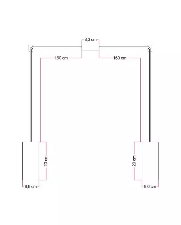 2-val lamp met houten lampenkap voor Tub-E27 spot