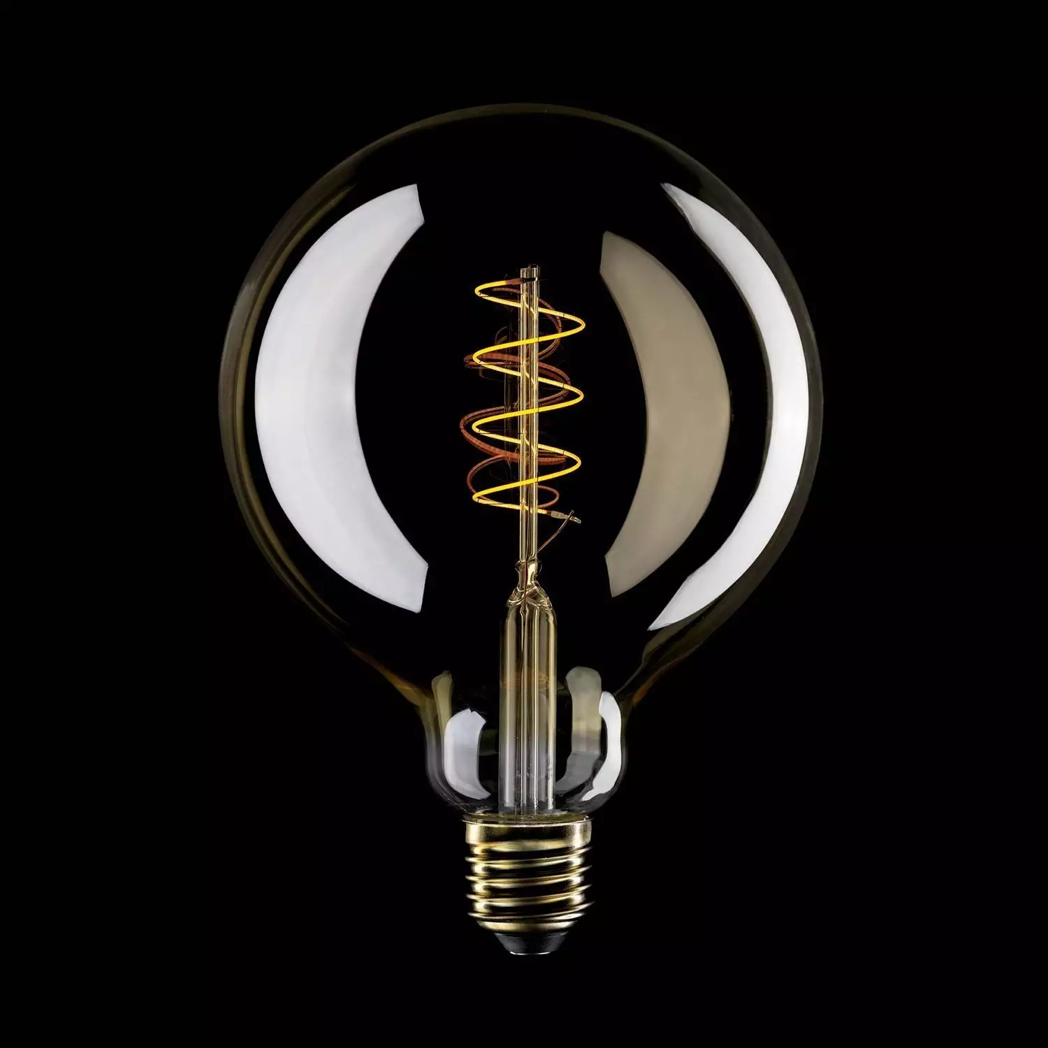 LED Gouden LED Carbon Filament lamp C07 Gebogen Spiraal Globe G125 4W E27 Dimbaar 1800K