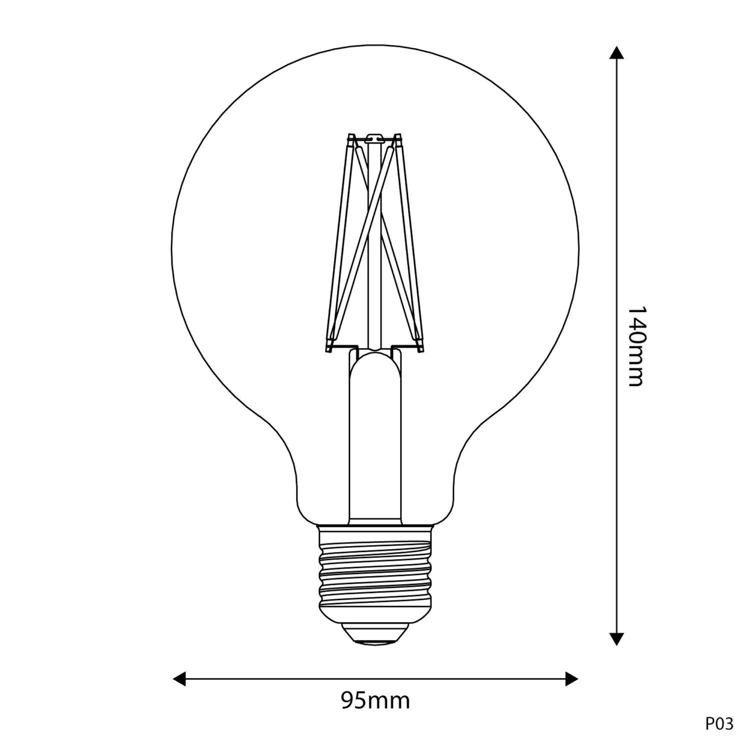 LED lamp E27 CRI 95 G95 7W 2700K Dimbaar - P03