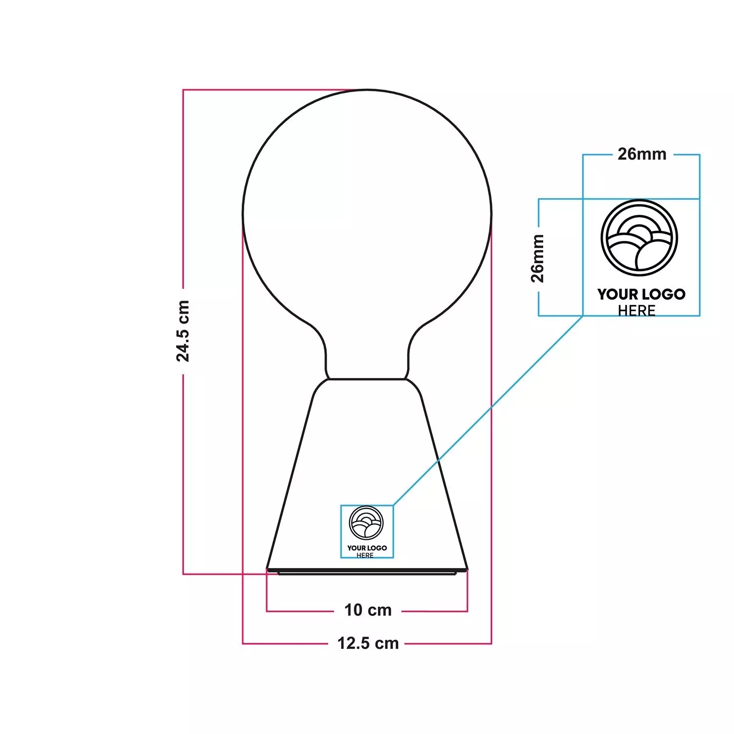 Cabless01 oplaadbare draagbare lamp met lichtbron - aanpasbaar (min. 20 stuks)