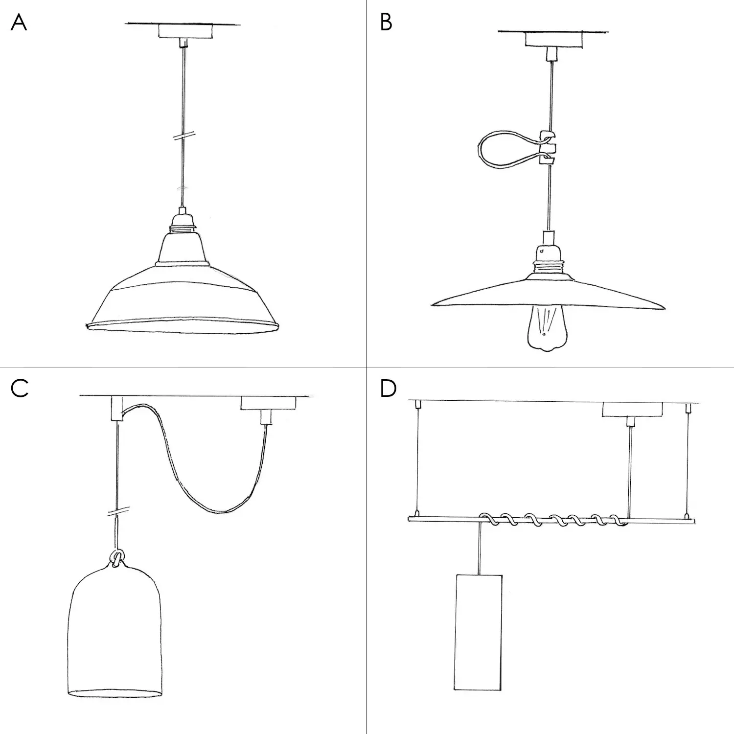 Hanglamp vervaardigd in Italië met textiel kabel, Swing kap en metalen afwerking