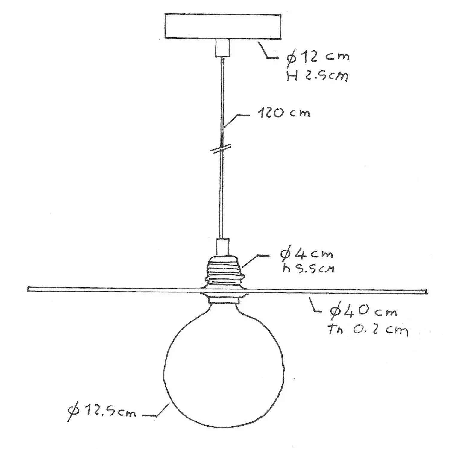 Hanglamp vervaardigd in Italië met textiel kabel, oversized Ellepi kap en metalen afwerking