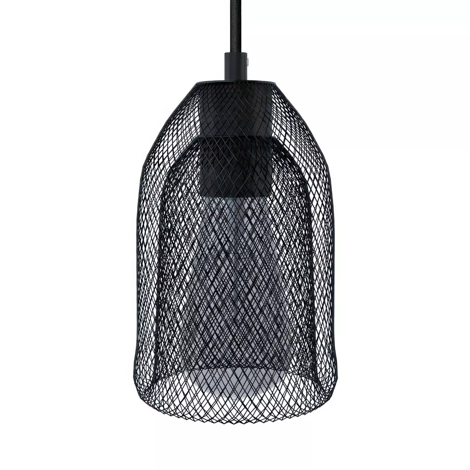 Pendant lamp with textile cable, Ghostbell lampshade and metal details - Made in Italy