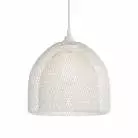 Pendant lamp with textile cable, Ghostbell XL cage lampshade and metal details - Made in Italy