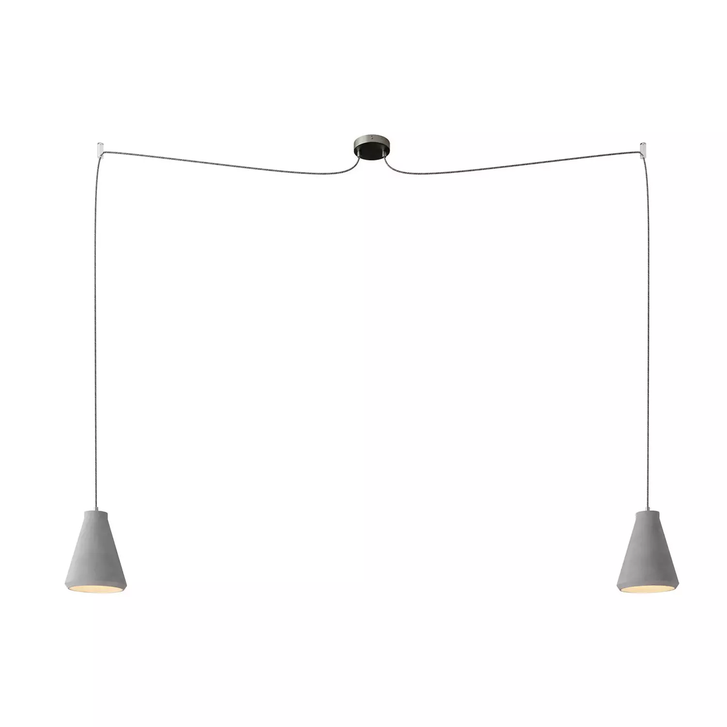 Spider - 2 lichts-meervoudige hanglamp, Made in Italy, compleet met strijkijzersnoer en betonnen lampenkap