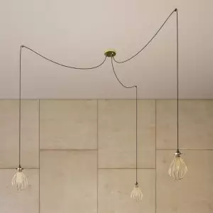 Spider - 3 lichts-meervoudige hanglamp, Made in Italy, compleet met strijkijzersnoer en Druppel-lampenkap